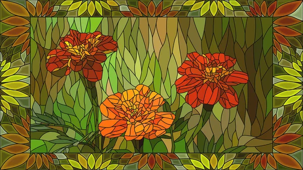 Vector illustration of mosaic orange marigold. — Stock Vector