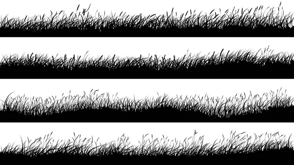 Horizontal banners of meadow silhouettes with grass. — Stock Vector