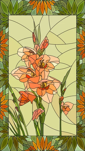 Illustrazione vettoriale fiori di gladiolo rosa . — Vettoriale Stock