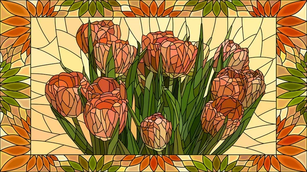 Vektor illustration blommor av Röda tulpaner. — Stock vektor