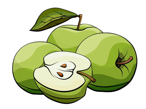 Wektor ilustracja zielonych jabłek na białym. — Wektor stockowy
