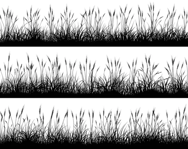 Horizontal banners of wheat field silhouettes. — Stock Vector