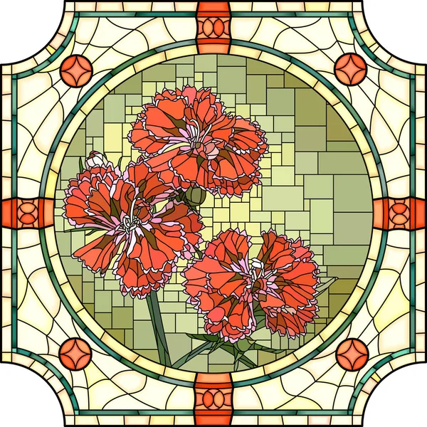 Illustration vectorielle de l'œillet rouge en fleurs . — Image vectorielle