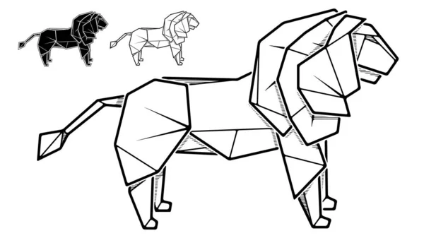 Image d'origami lion de papier (dessin de contour ). — Image vectorielle