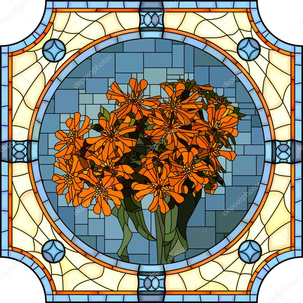 Vector illustration of blooming orange lychnis.