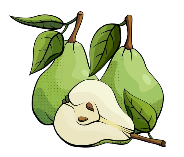 Vector illustratie van groene peren op wit. — Stockvector