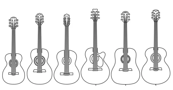 Set of vector stringed musical instruments drawn by lines. — 스톡 벡터