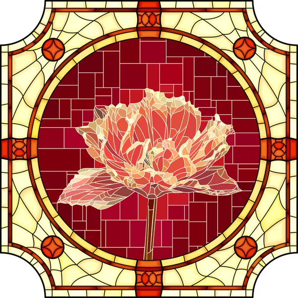 Illustrazione a mosaico vettoriale di tulipano di velluto rosso in fiore . — Vettoriale Stock