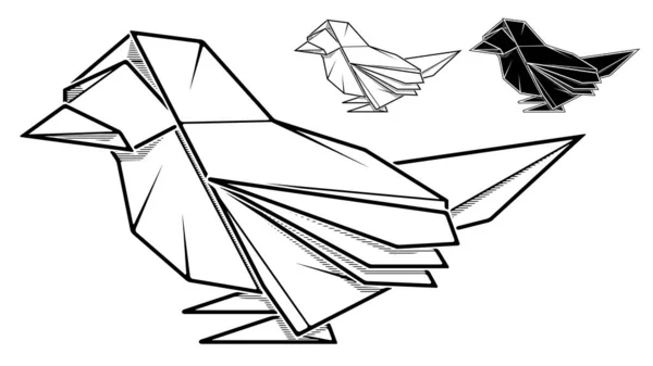 Afbeelding van papier mussen origami (contour tekening). — Stockvector