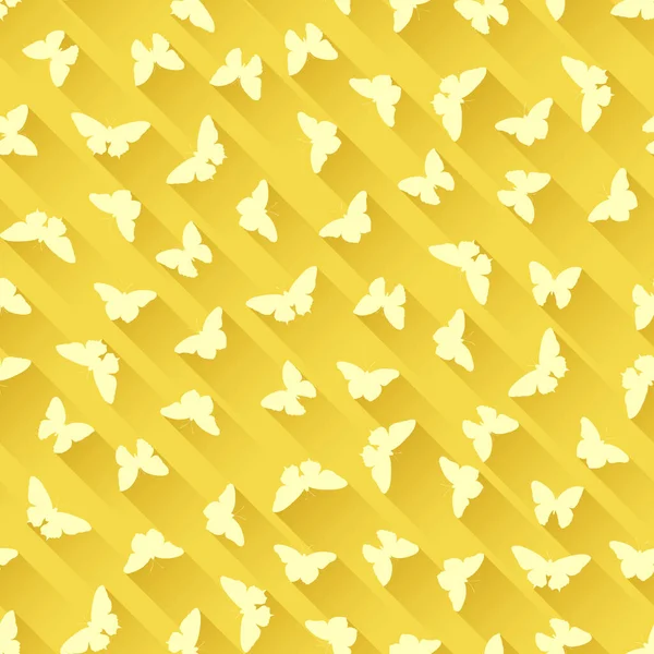 Fondo Abstracto Brillante Amarillo Sin Costuras Con Mariposas Sombras Detrás — Vector de stock