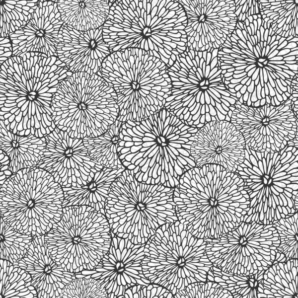 Bezešvé Vektorové Krajky Vzor Květinovou Výzdobou Chryzantémy Siluety — Stockový vektor