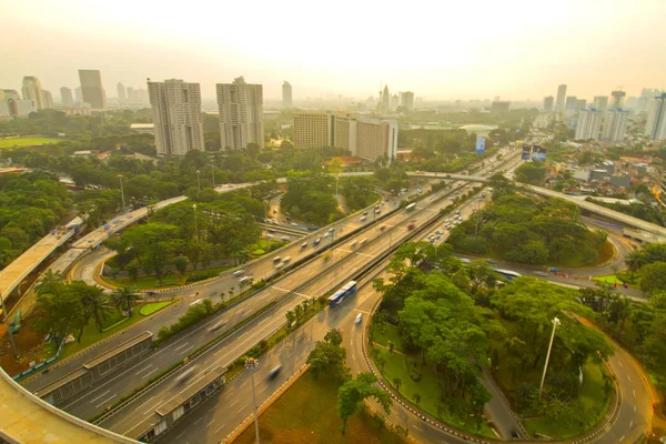 Jakarta városkép éjjel — Stock Fotó