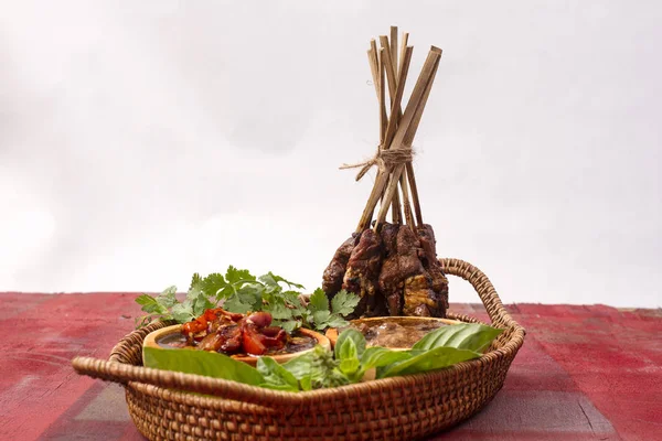 Sate kambing, Lamb meat skewer — Stock Photo, Image