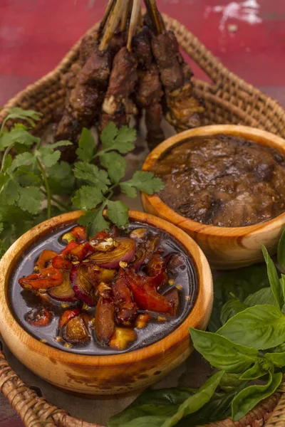 Sate kambing, Lamb meat skewer — Stock Photo, Image