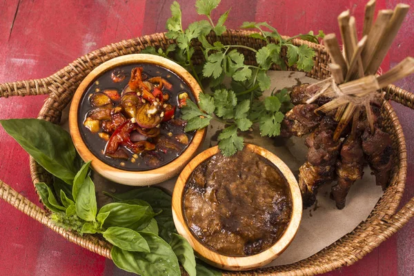 Sate kambing, espeto de carne de cordeiro — Fotografia de Stock
