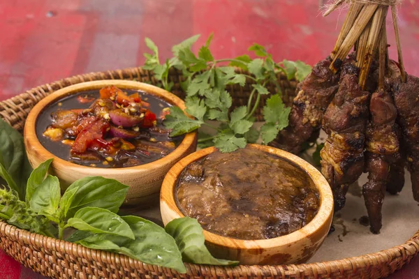 Sate kambing, Lamb meat skewer — Stock Photo, Image