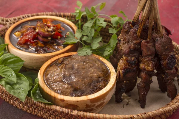 Sate kambing, Lamb meat skewer — Stock Photo, Image