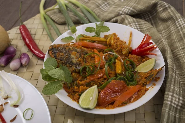 Menú Pescado Para Almuerzo Comida Indonesia — Foto de Stock