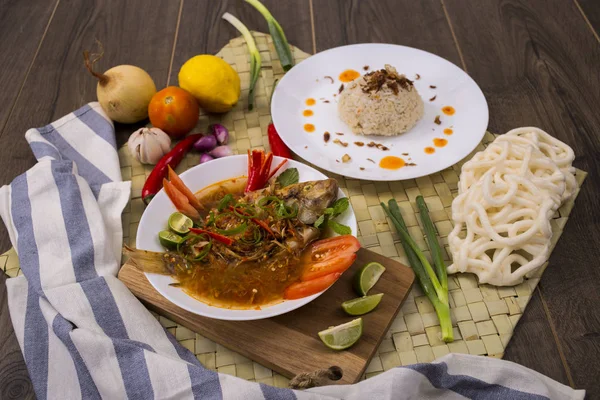 Menú Pescado Para Almuerzo Comida Indonesia — Foto de Stock