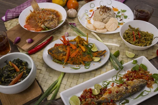 Fish Lunch Menu Indonesian Food — Stock Photo, Image