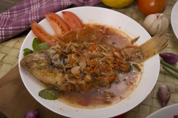 Fish Lunch Menu Indonesian Food — Stock Photo, Image