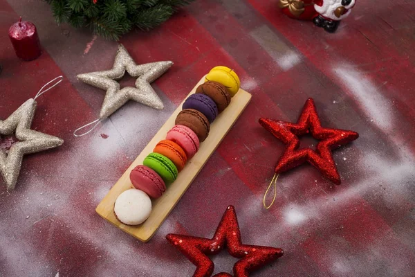 Macaron Caffè Colazione Natale — Foto Stock