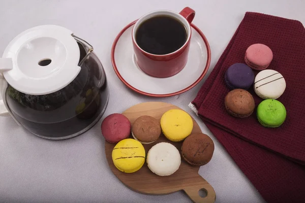 Macaroons Coffee Christmas Breakfast — Stock Photo, Image