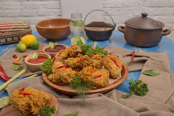 Menú Almuerzo Pollo Frito — Foto de Stock