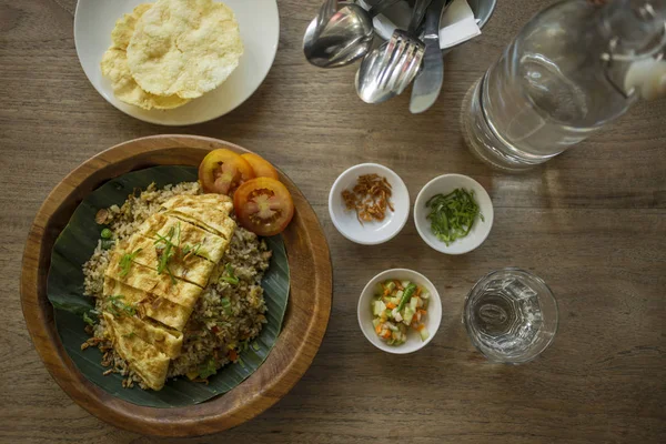 Riz Frit Recette Indonésienne Pour Déjeuner — Photo