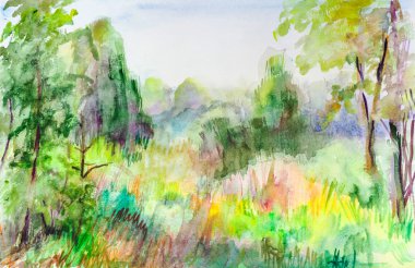 Watrecolor yaz manzara 
