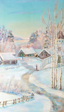 kış manzara witn Köyü