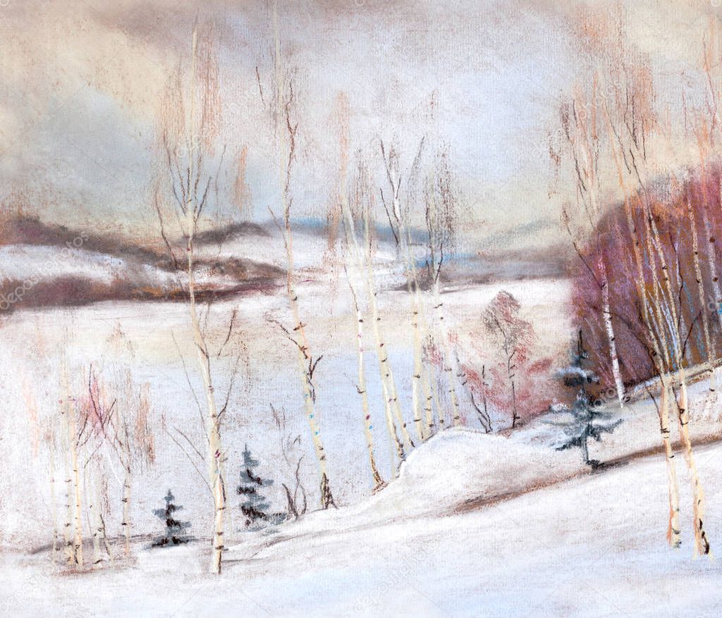 winter landscape with hills,