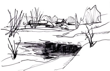 paisaje invernal con la carretera