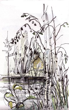 suluboya manzara, gölet