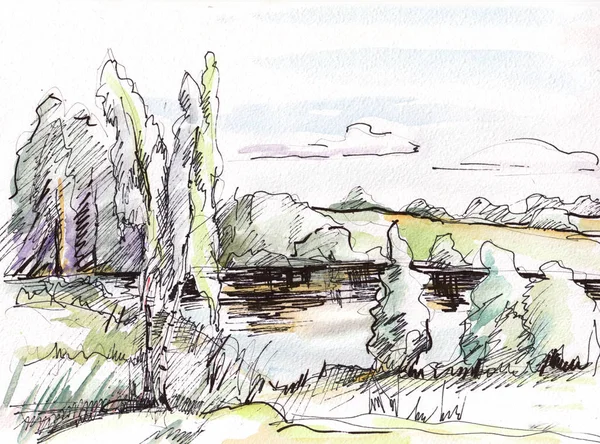 Anlık kroki, peyzaj