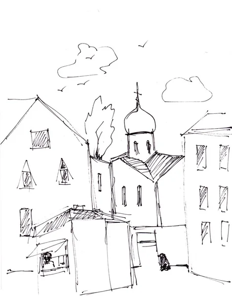 Instant sketch, church — Stock Photo, Image