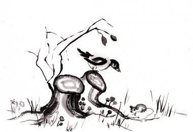 Karga saplama üzerinde 