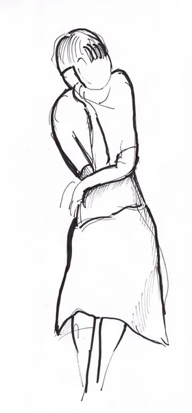Instant sketch, girl — Stock Photo, Image
