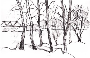 köprü ile kış manzarası