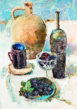 Natürmort beyaz kumaş üzerine