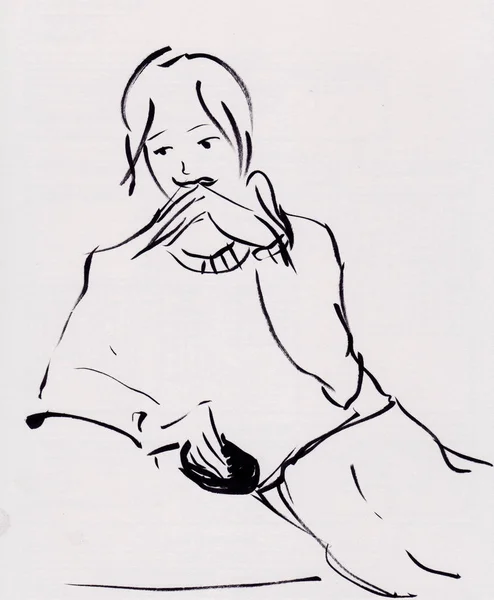 Intant sketch, girl — Stock Photo, Image