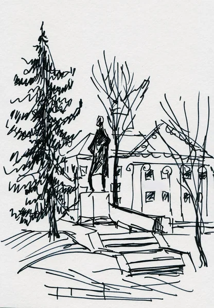 Croquis Instantané Monument Schiller Kaliningrad — Photo