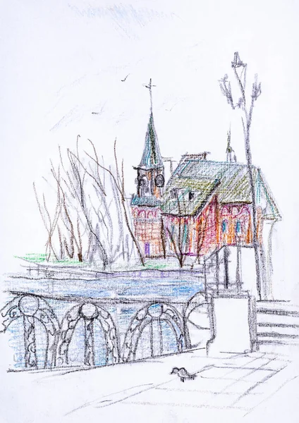 Widok Kościół Geman Promenady — Zdjęcie stockowe