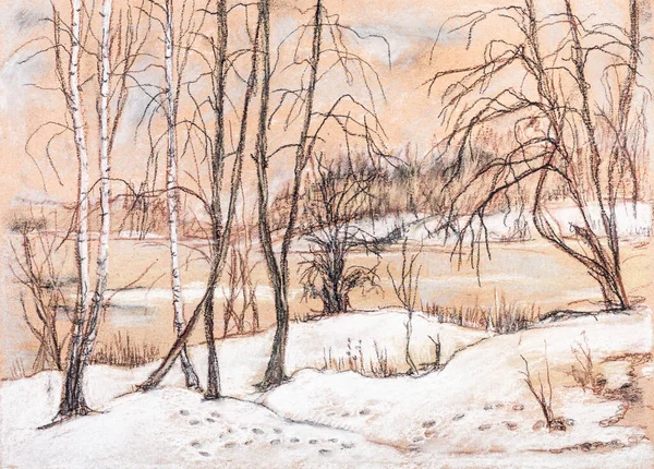 Vue Sur Lac Pendant Hiver Chaud — Photo