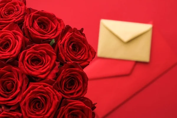 Love letter and flower delivery service on Valentines Day, luxur