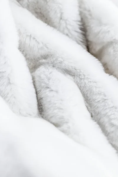 Luxo branco pele casaco textura fundo, tecido artificial deta — Fotografia de Stock
