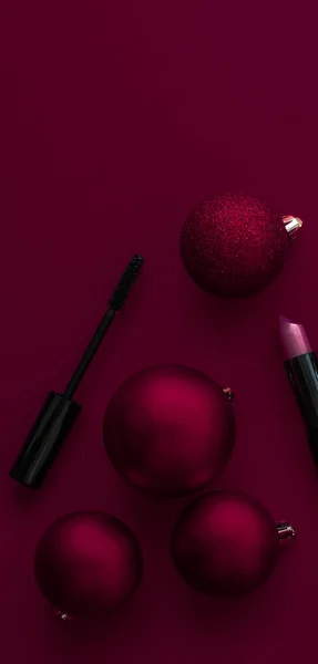 Make-up dan produk kosmetik ditetapkan untuk kecantikan merek sal Natal — Stok Foto