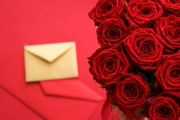 Love letter and flower delivery service on Valentines Day, luxur