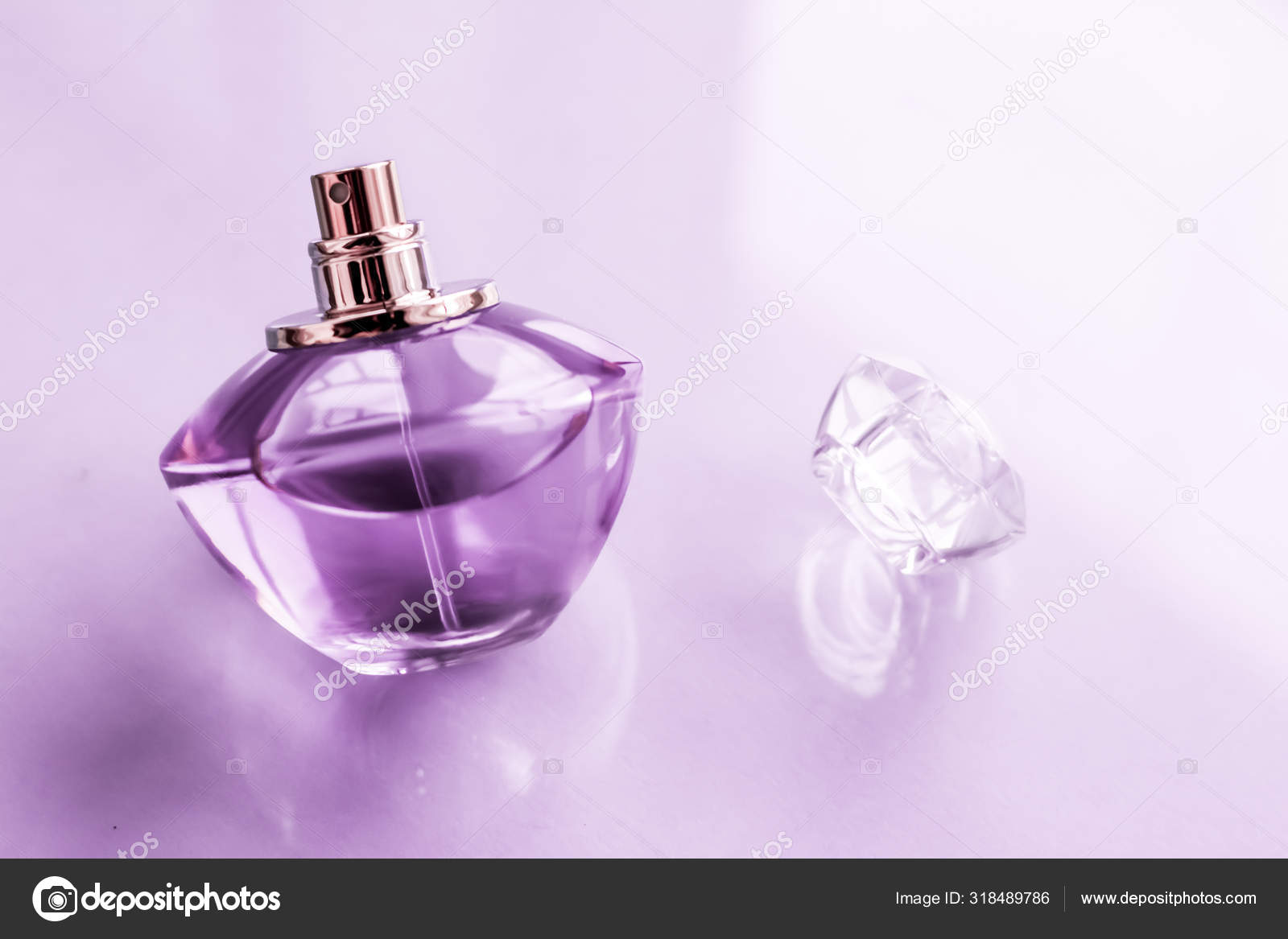 perfume purple bottle with flowers