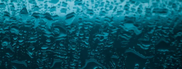 Struktura wody abstrakcyjne tło, aqua krople na szkło turkusowe — Zdjęcie stockowe